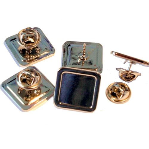Superior Badge Blank square 16mm silver clutch fitting
